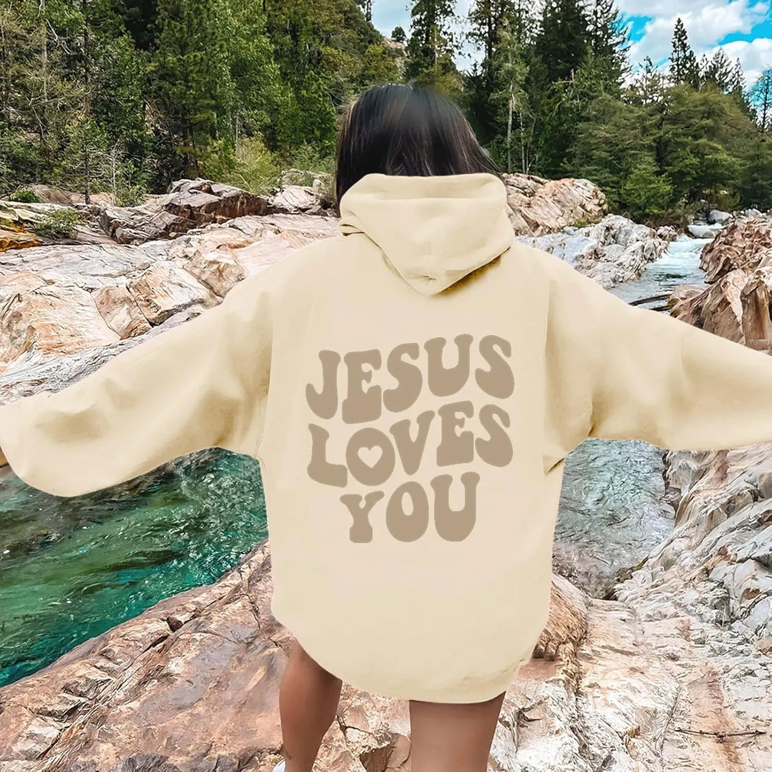Juses Loves You Sweatshirt Faith Can Move Mountains Christian Sweatshirt for Women with Hood Jesus Is King Christ