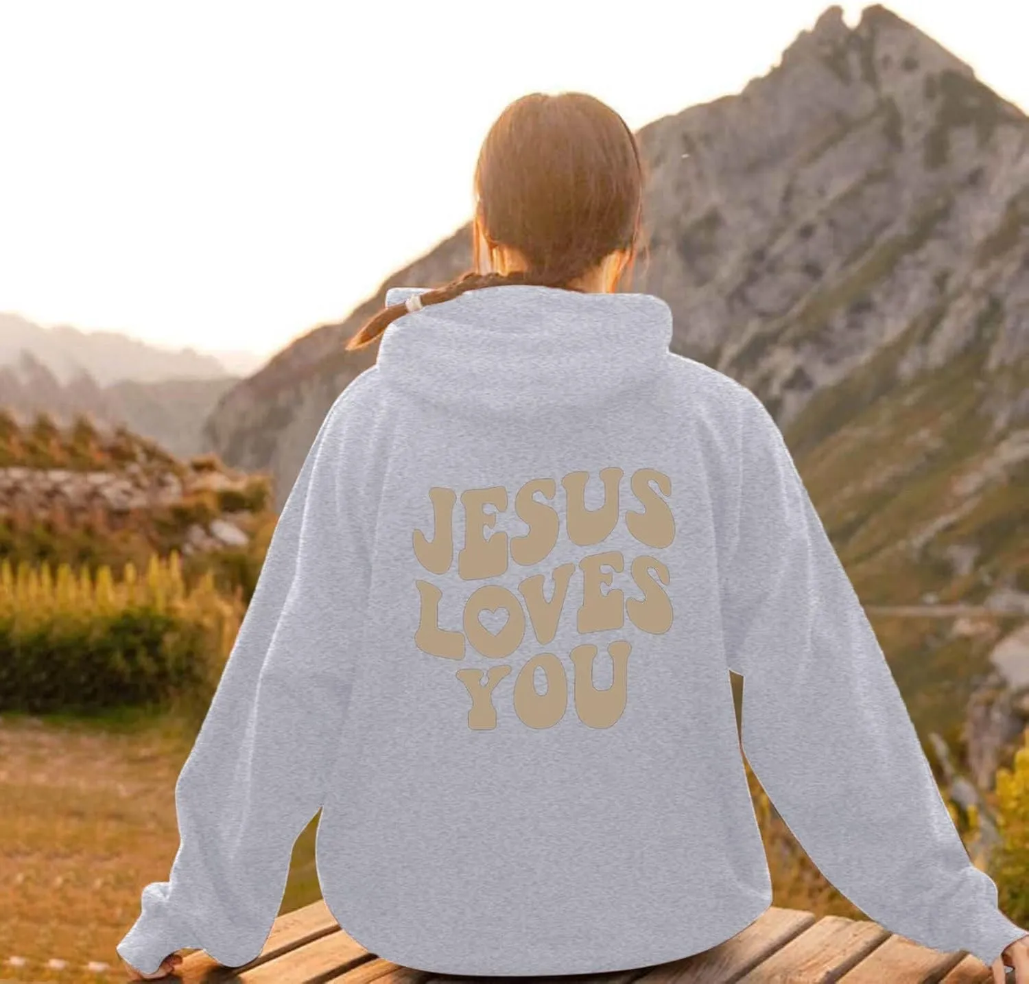 Juses Loves You Sweatshirt Faith Can Move Mountains Christian Sweatshirt for Women with Hood Jesus Is King Christ