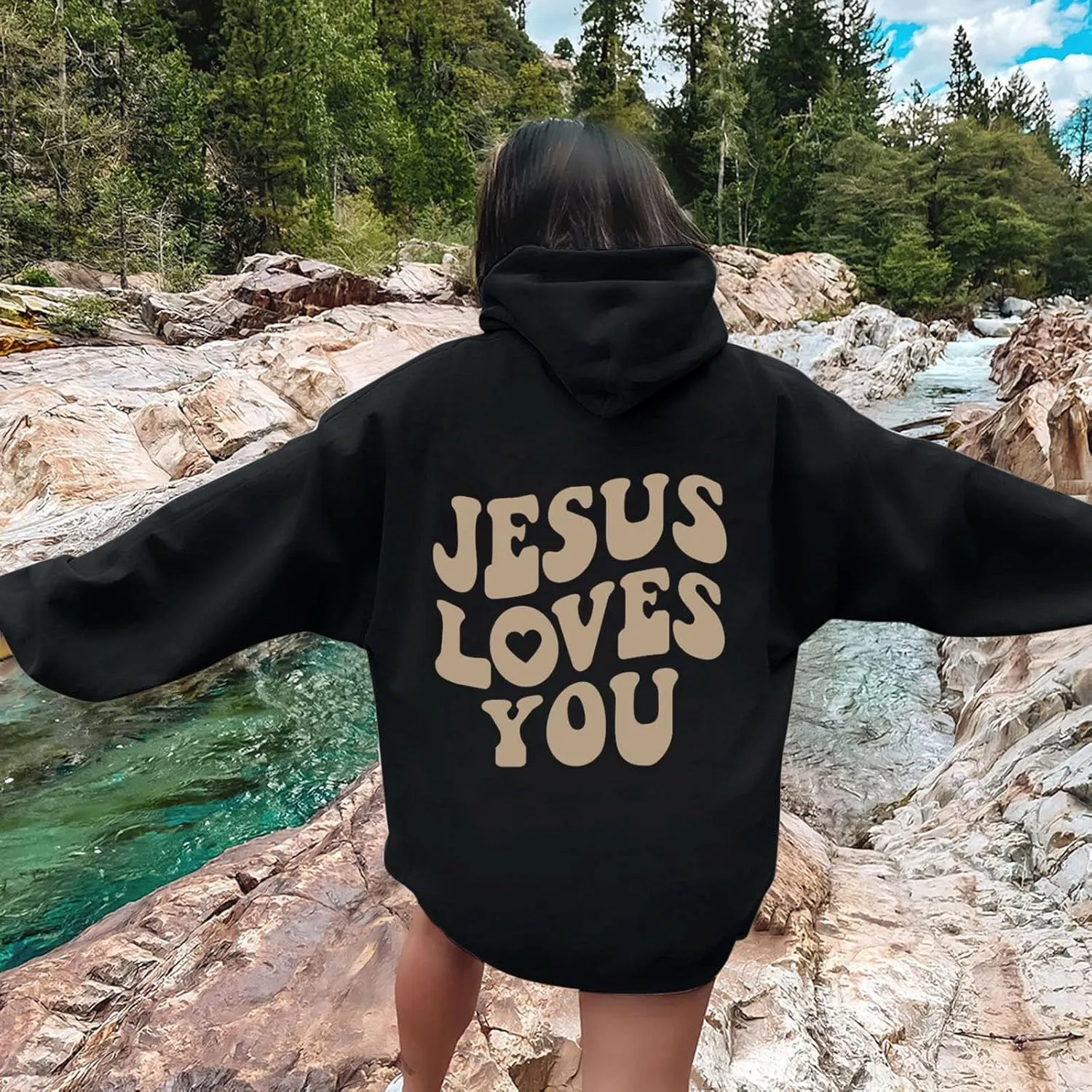 Juses Loves You Sweatshirt Faith Can Move Mountains Christian Sweatshirt for Women with Hood Jesus Is King Christ