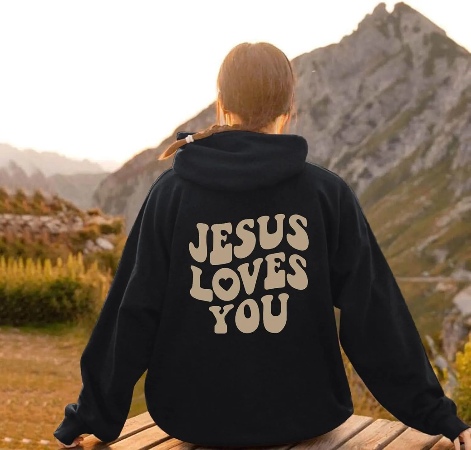 Juses Loves You Sweatshirt Faith Can Move Mountains Christian Sweatshirt for Women with Hood Jesus Is King Christ