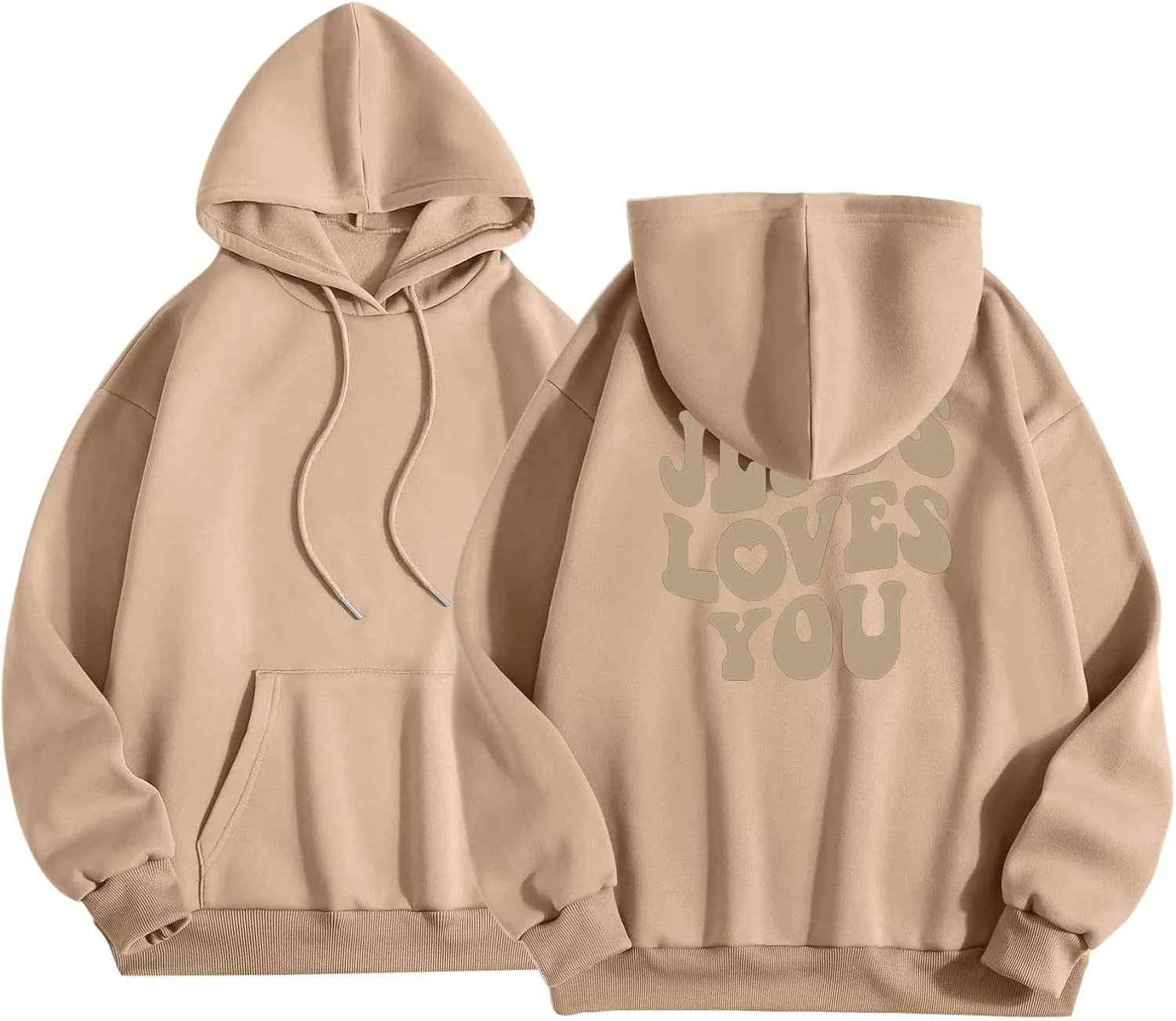 Juses Loves You Sweatshirt Spirit Letter Graphic Christian Faith Hoodies for Women with Hood Faith Over Fear Hoodie