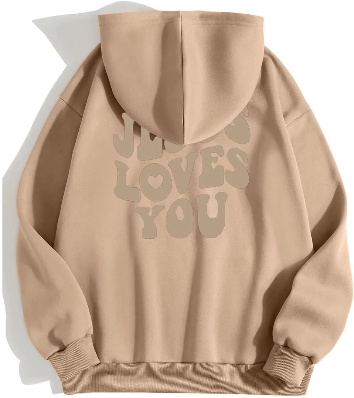 Juses Loves You Sweatshirt Spirit Letter Graphic Christian Faith Hoodies for Women with Hood Faith Over Fear Hoodie
