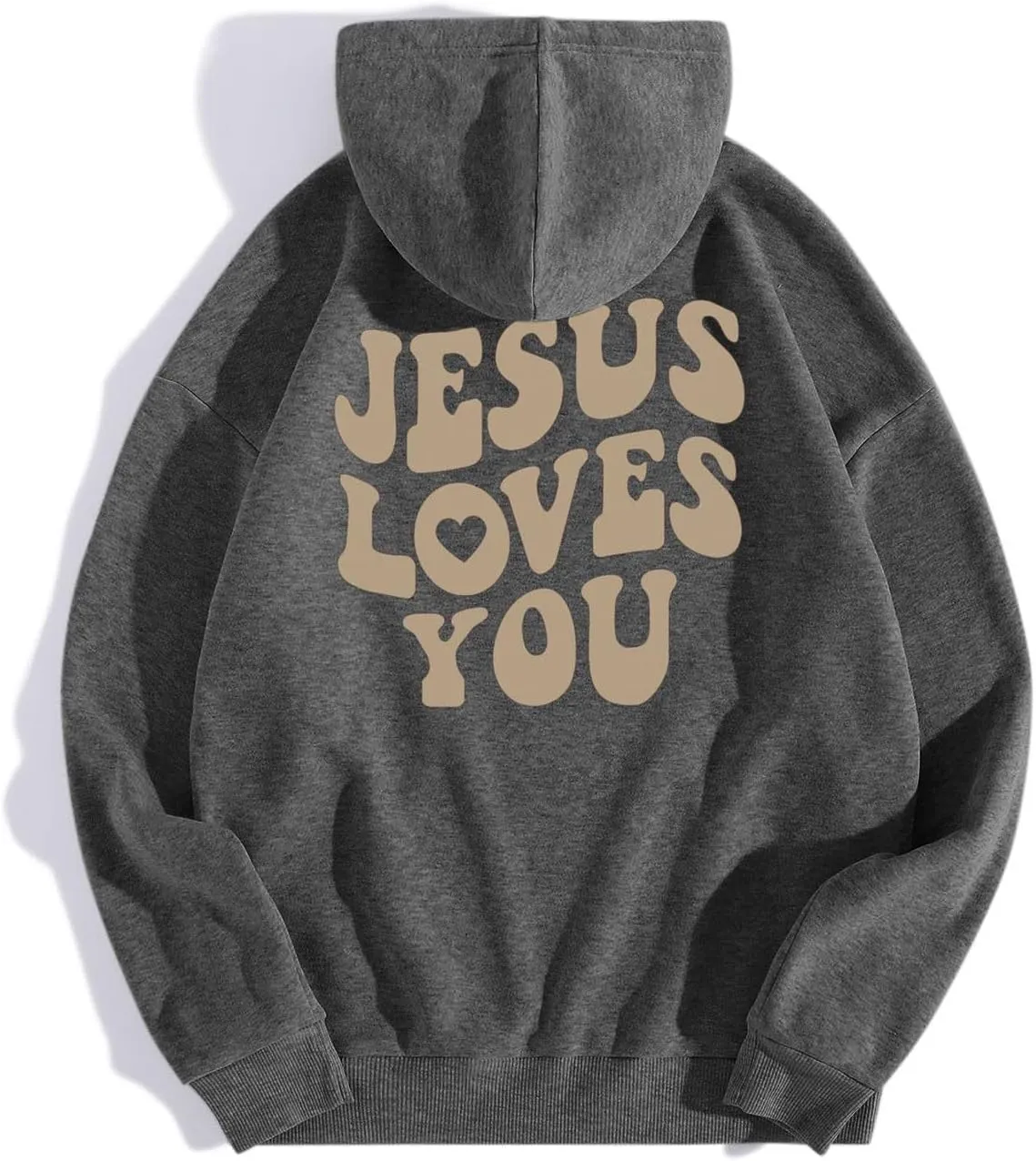 Juses Loves You Sweatshirt Spirit Letter Graphic Christian Faith Hoodies for Women with Hood Faith Over Fear Hoodie