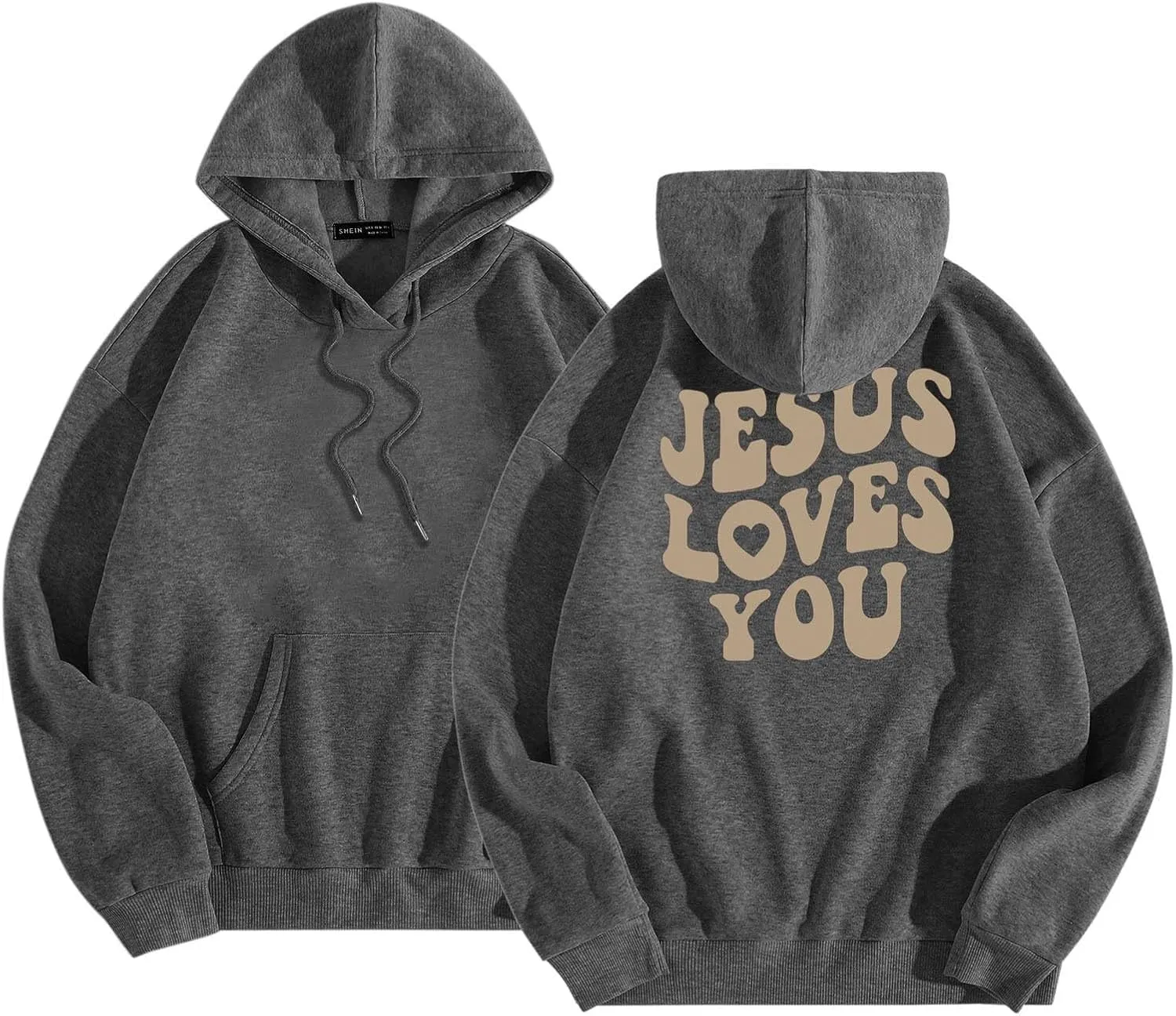 Juses Loves You Sweatshirt Spirit Letter Graphic Christian Faith Hoodies for Women with Hood Faith Over Fear Hoodie
