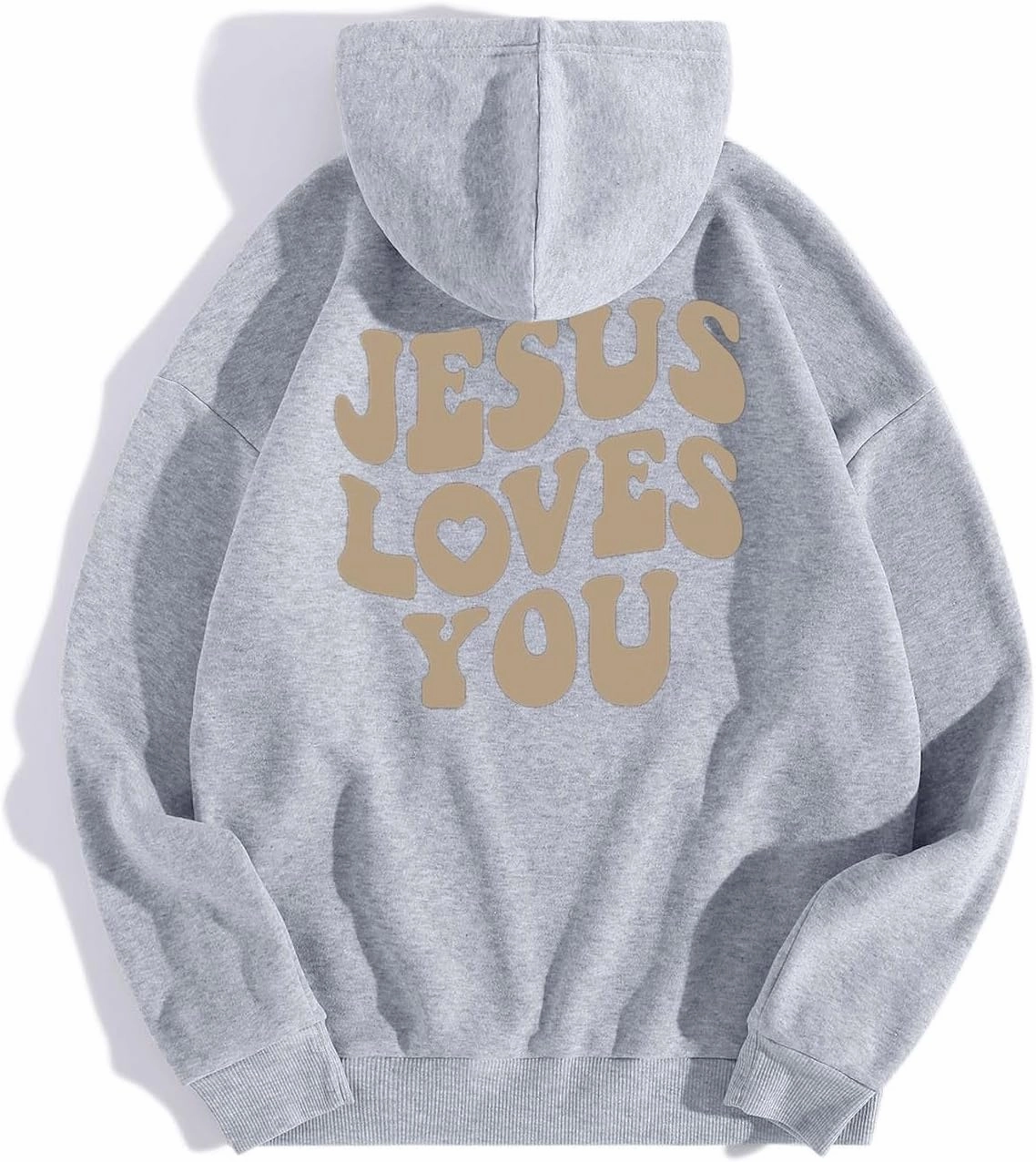 Juses Loves You Sweatshirt Spirit Letter Graphic Christian Faith Hoodies for Women with Hood Faith Over Fear Hoodie