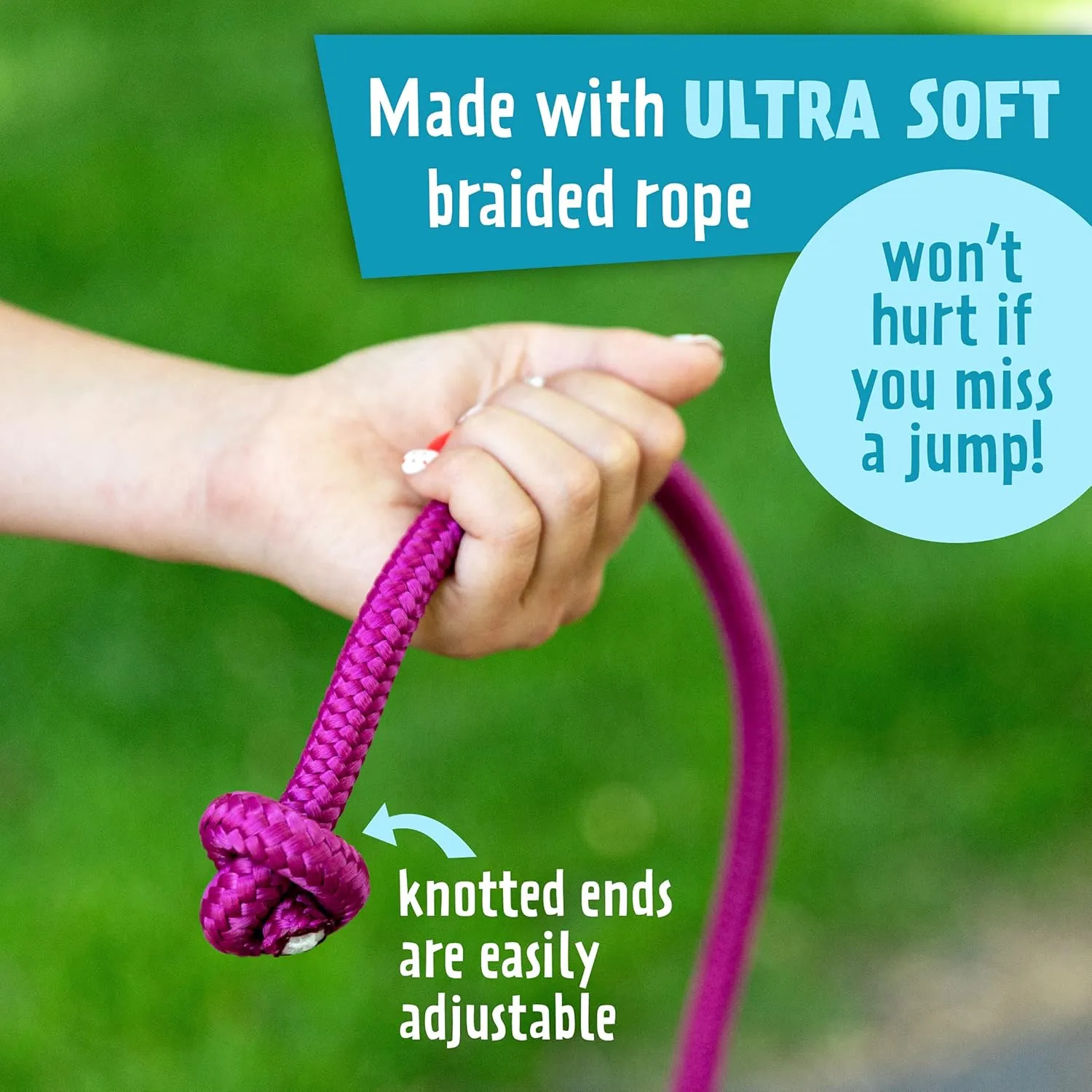 Just Jump It 8' Foot Jump Rope 2 Pack - Active Outdoor Youth Fitness Exercising Equipment - Kid Friendly Braided Nylon Gym Accessories
