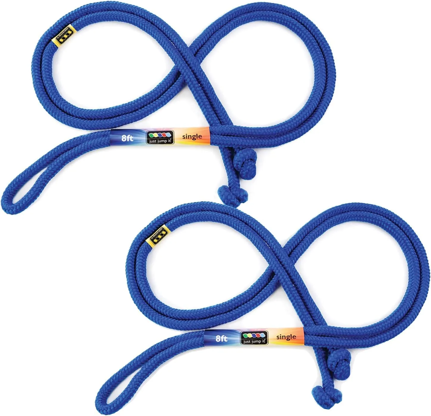 Just Jump It 8' Foot Jump Rope 2 Pack - Active Outdoor Youth Fitness Exercising Equipment - Kid Friendly Braided Nylon Gym Accessories