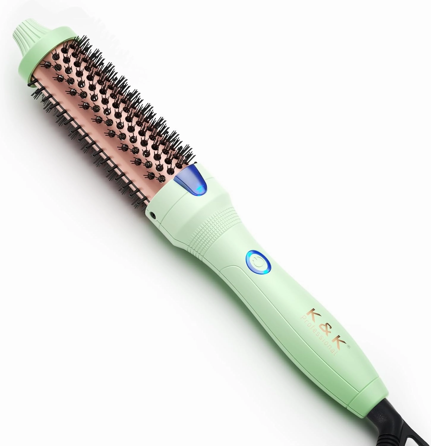 K&K Thermal Brush, 1 1/4 Inch Ionic Curling Iron with Tourmaline Ceramic Barrel, Professional 1.25 Inch Hair Curler up to 356°F Dual Voltage for Traveling, Hair Waving Style Tool
