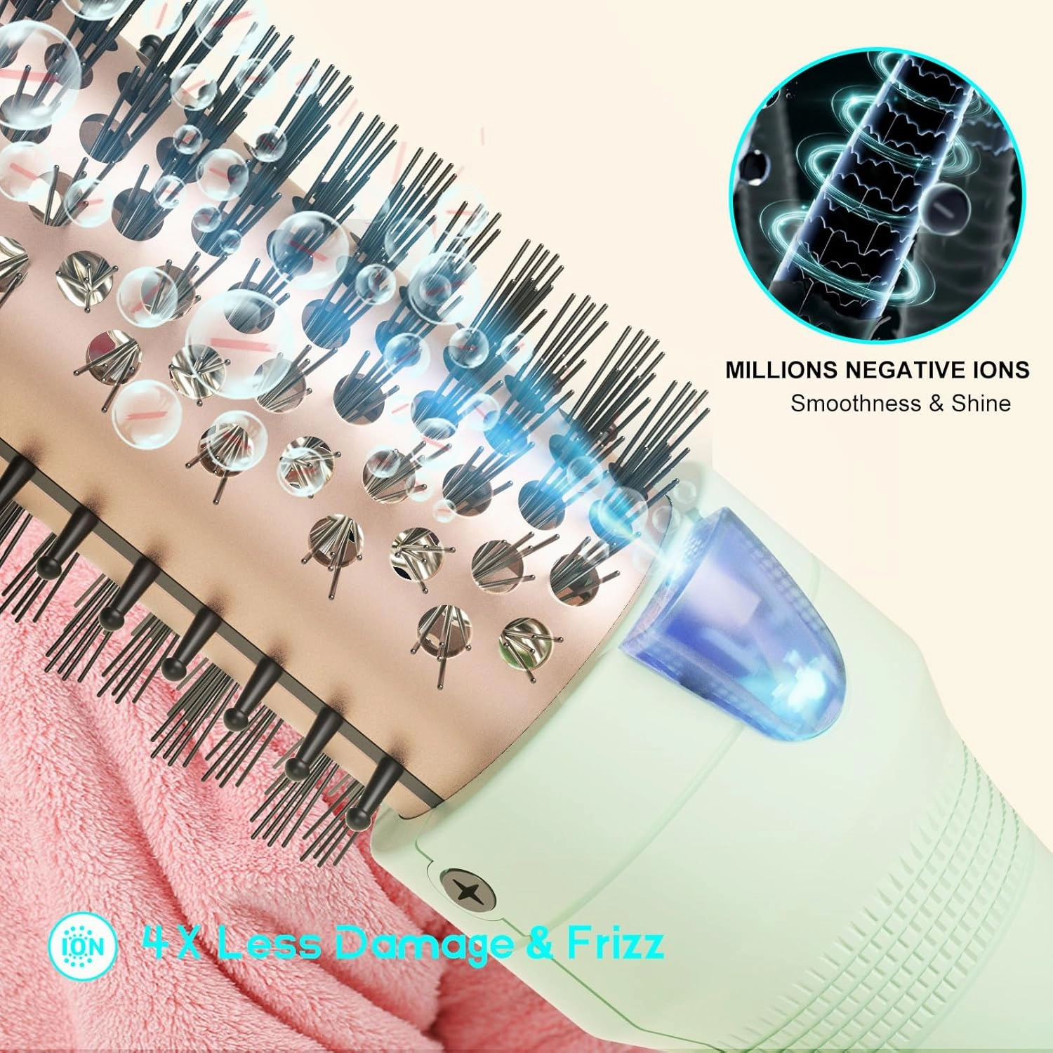 K&K Thermal Brush, 1 1/4 Inch Ionic Curling Iron with Tourmaline Ceramic Barrel, Professional 1.25 Inch Hair Curler up to 356°F Dual Voltage for Traveling, Hair Waving Style Tool