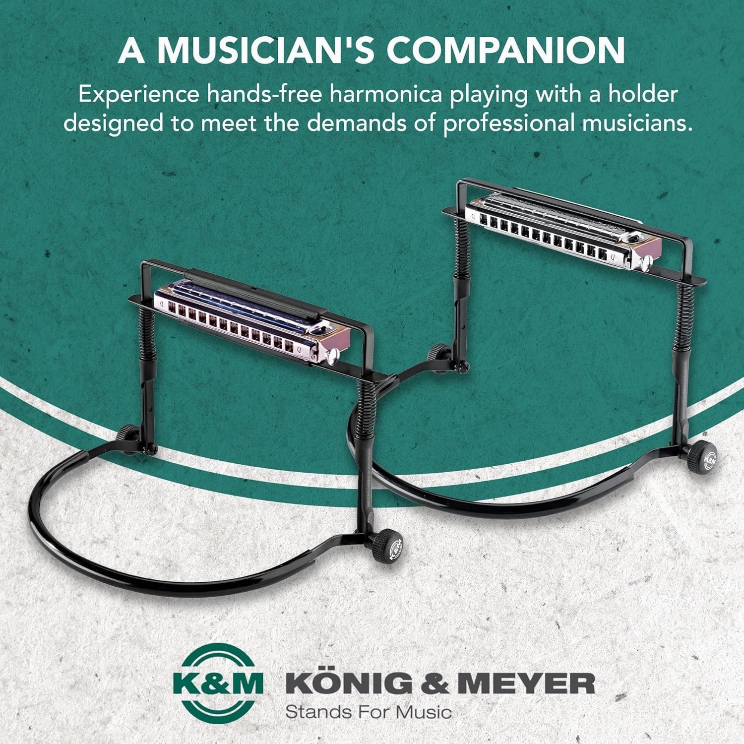 K&M Konig & Meyer 16416.000.55 Harmonica Holder | Industry Standard | Hands Free Harp Neck Brace | Sturdy Adjustable Frame | Professional Grade for all Musicians | German Made | Black