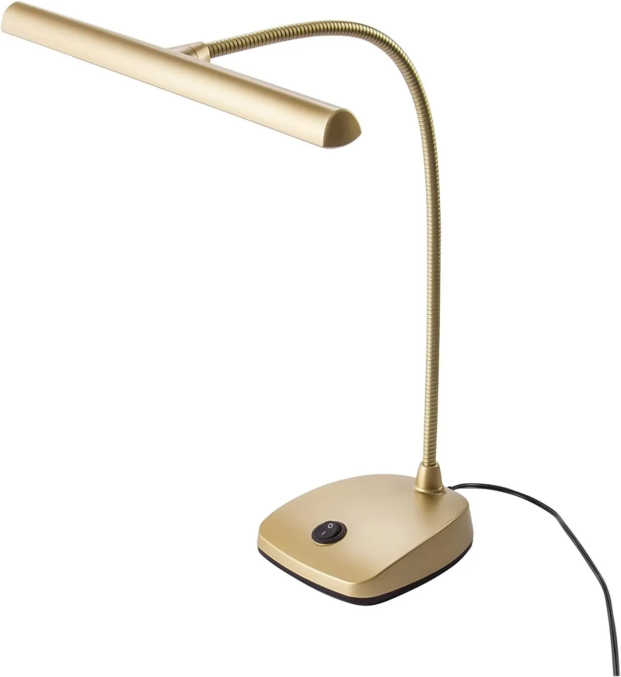 K&M Konig & Meyer 112297.090.40 Piano/Desk Lamp Light Stand | Heavy Stable Base | 12 LEDs | Warm Light | Adjustable Extra Long Gooseneck | 10 Ft Power Cord | German Made | Elegant Gold Finish