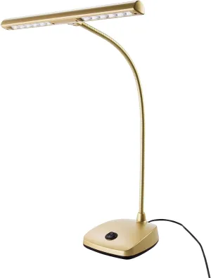 K&M Konig & Meyer 112297.090.40 Piano/Desk Lamp Light Stand | Heavy Stable Base | 12 LEDs | Warm Light | Adjustable Extra Long Gooseneck | 10 Ft Power Cord | German Made | Elegant Gold Finish