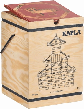 KAPLA Wooden Construction Set - 280 Building Planks in a Chest with Art Book - for Ages 3 