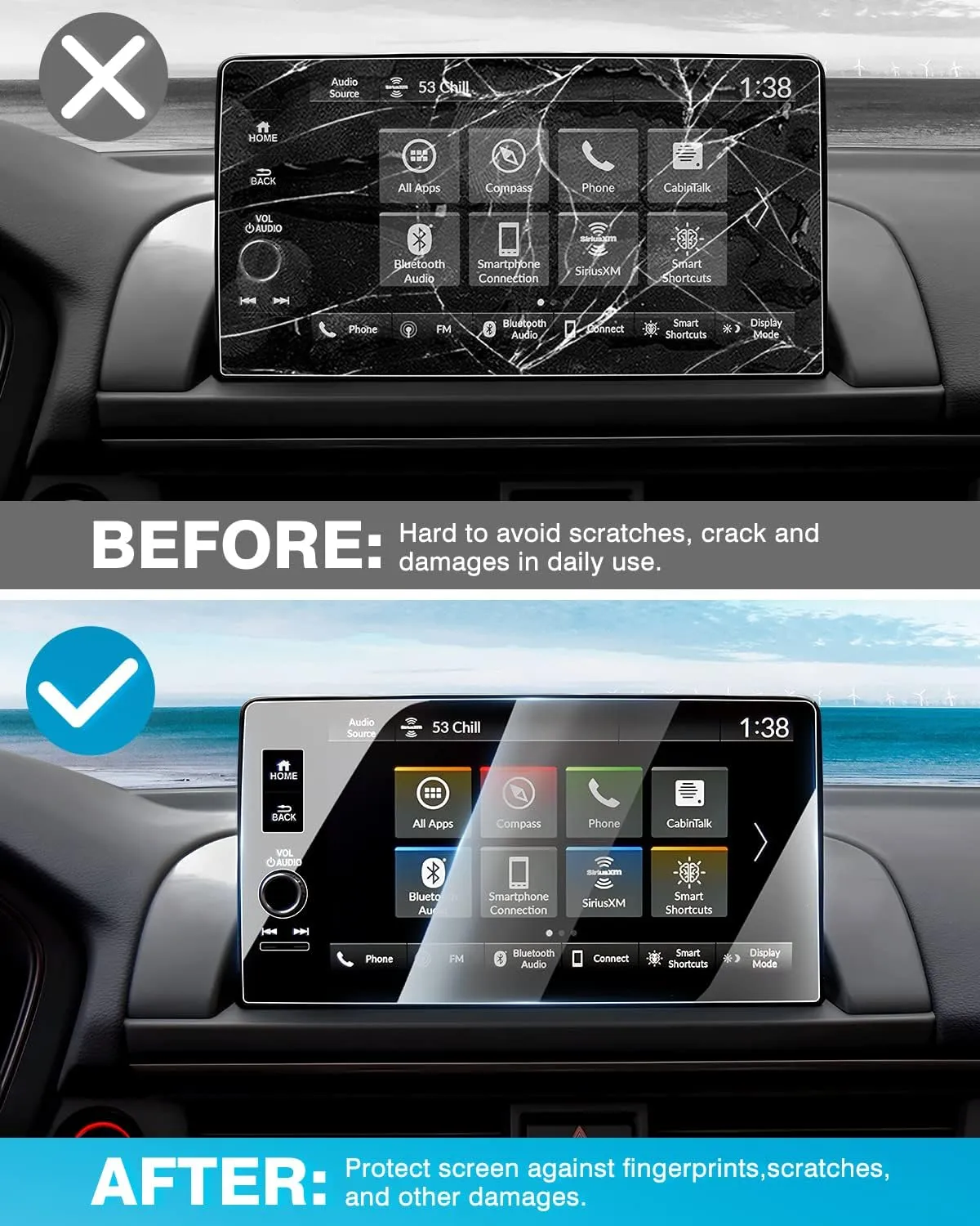 Karltys 2 Pack Screen Protector for Honda Pilot 2025 2024 2023 and Acura Integra 2023 2024 2025 9-Inch Touchscreen, 2025 Pilot Accessories Navigation Film Tempered Glass Cover Anti Glare