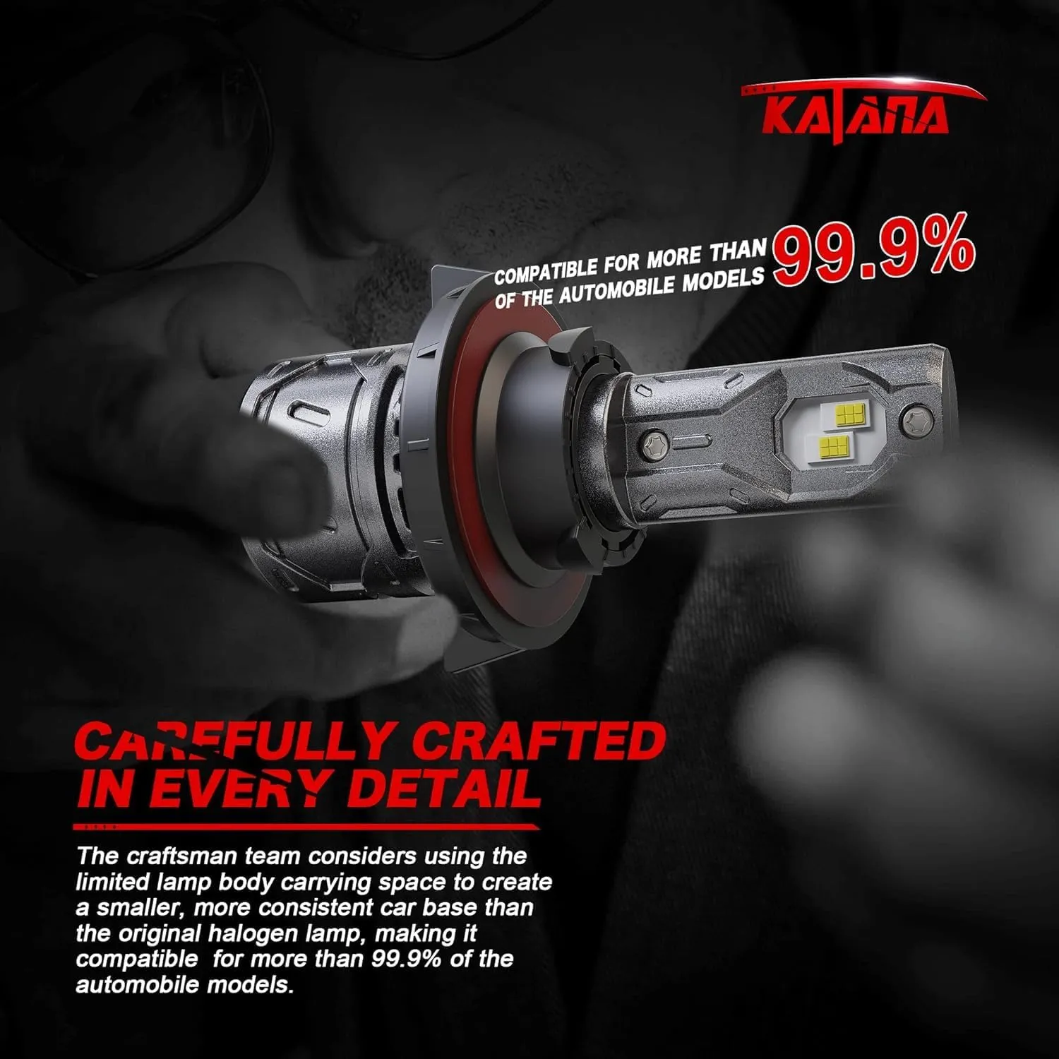 KATANA H13 Light Bulb. 9008 Bulb 400% Brightness Super Bright 70W 6500K White Mini Size Plug and Play Fog Bulb of 2