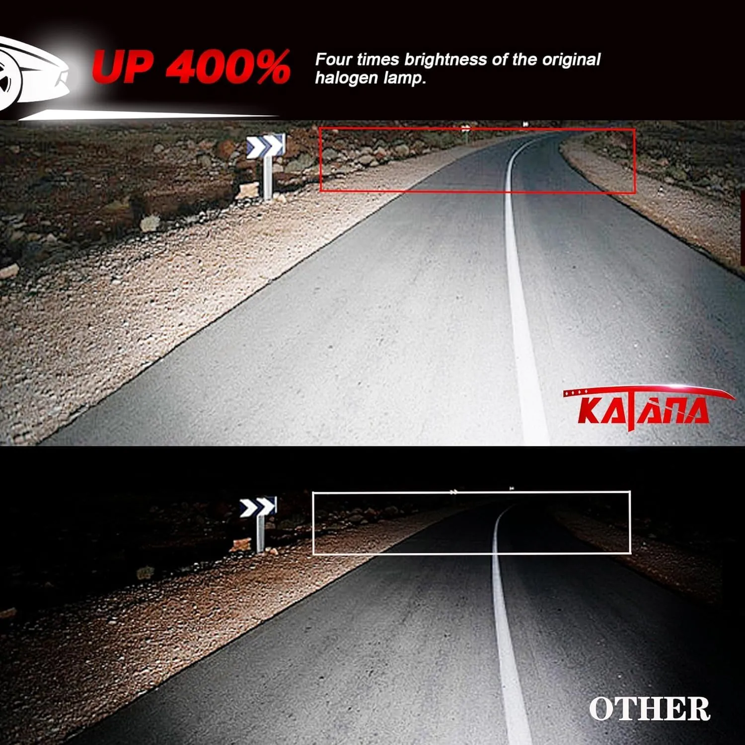 KATANA H13 Light Bulb. 9008 Bulb 400% Brightness Super Bright 70W 6500K White Mini Size Plug and Play Fog Bulb of 2