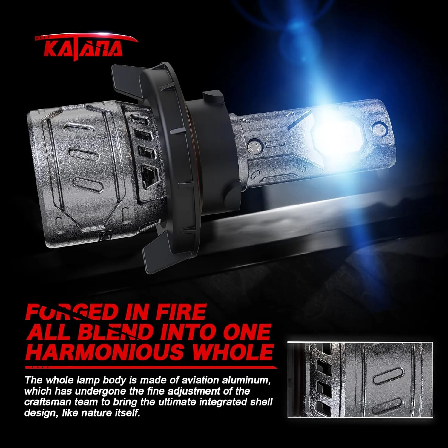 KATANA H13 Light Bulb. 9008 Bulb 400% Brightness Super Bright 70W 6500K White Mini Size Plug and Play Fog Bulb of 2