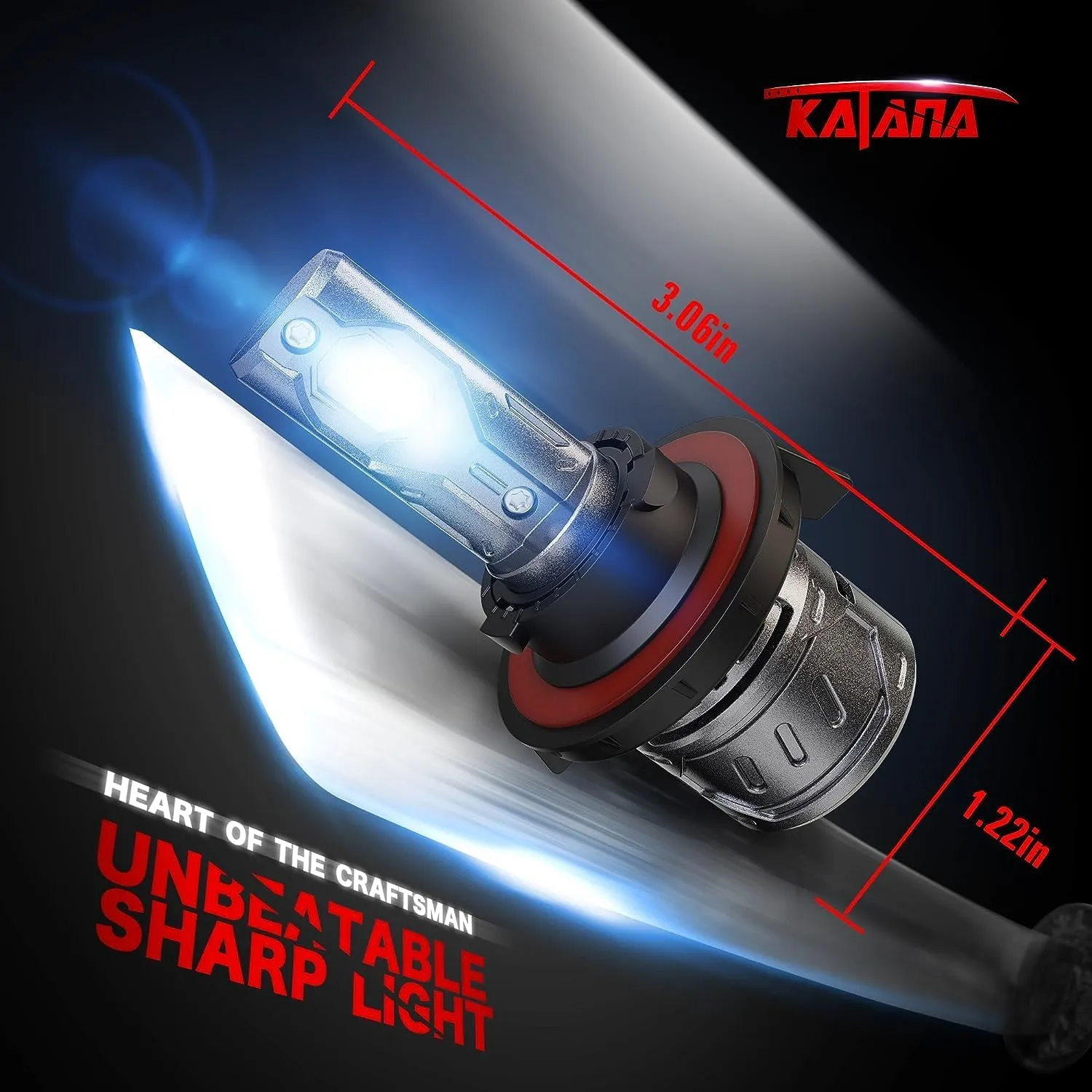 KATANA H13 Light Bulb. 9008 Bulb 400% Brightness Super Bright 70W 6500K White Mini Size Plug and Play Fog Bulb of 2