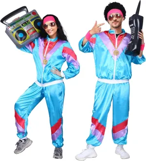 Kicpot 80s/90s Outfit for Men 80’s Tracksuit Costumes Women Mens 80s Costume Retro Shell Hip Hop Windbreaker Unisex