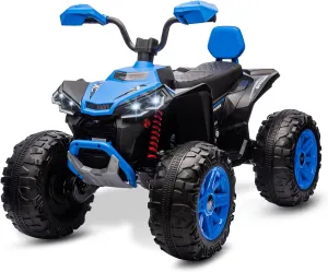Kids ATV 4 Wheeler Ride on Eletric Motorcycle, 24V Battery Powered, KidsElectric Toy Car, with High&Low Speed, Music, Led Lights, Ride On Car for 3-8 Kids,Blue