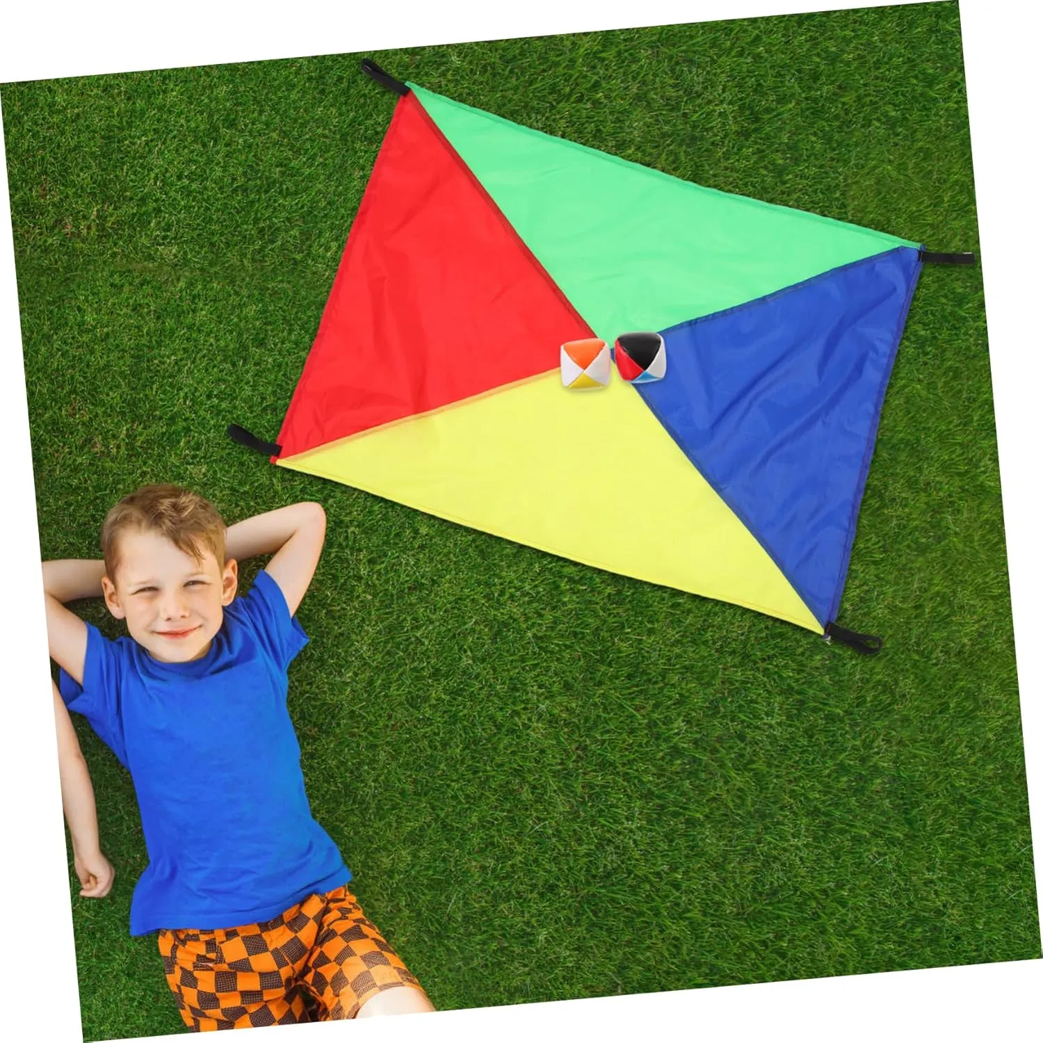 Kisangel Outdoor Rainbow Umbrella Sensory Integration Training for Activity with Cloth and Colorful Balls