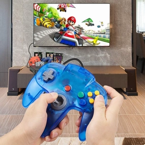 KIWITATA Classic N64 Controller, Retro N64 Wired Game Pad Joystick Remote Controller for N64 System Video Games Console Clear Blue