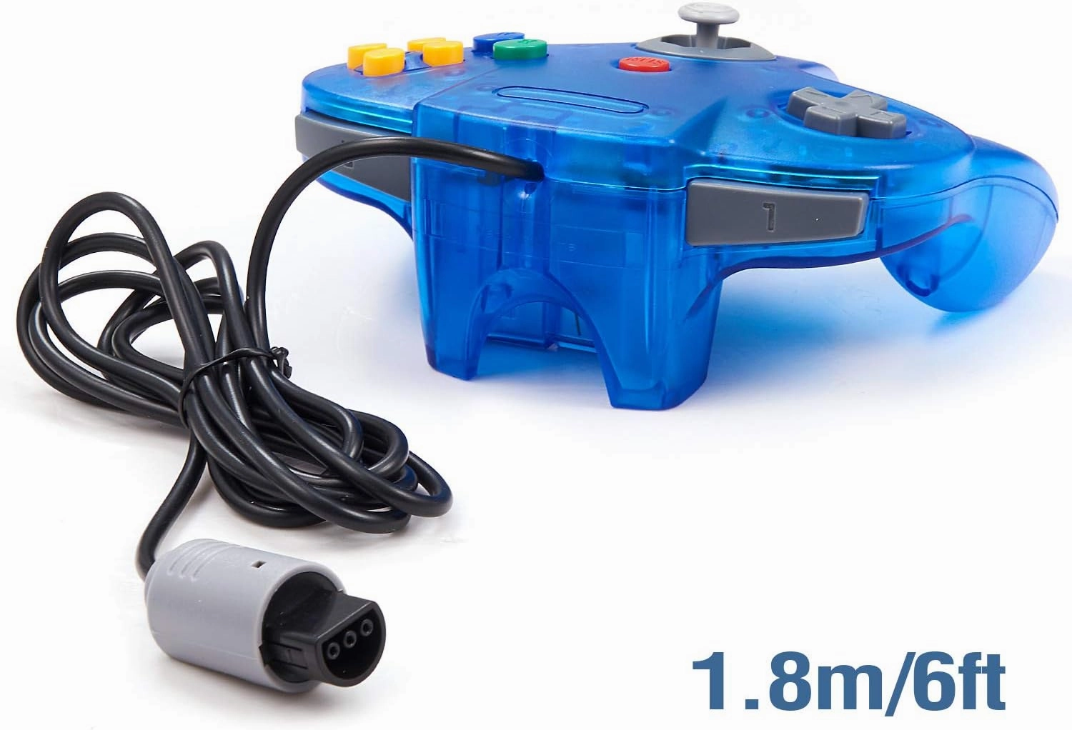 KIWITATA Classic N64 Controller, Retro N64 Wired Game Pad Joystick Remote Controller for N64 System Video Games Console Clear Blue