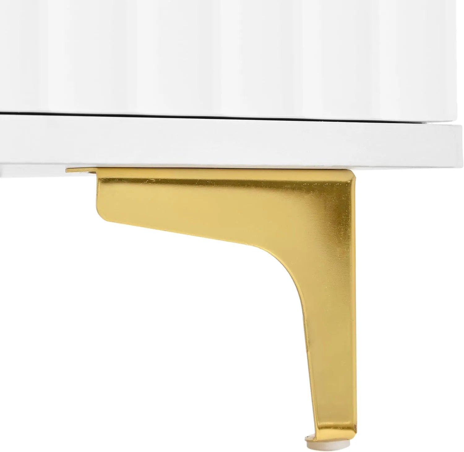 Knocbel Modern Hall Tree with Large Storage, Luxurious Coat Rack with 6 Gold Hooks and Legs, Multi-Functional Shoe Bench with High Gloss Fluted Doors 15.7" D x 49.6" W x 75.4" H White