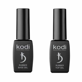Kodi Professional BEST SET 2in1 Rubber BASE 8ml. (0.27oz)   Rubber TOP 8ml. (0.27oz) Gel LED/UV Nail Polish Coat Soak Off Original