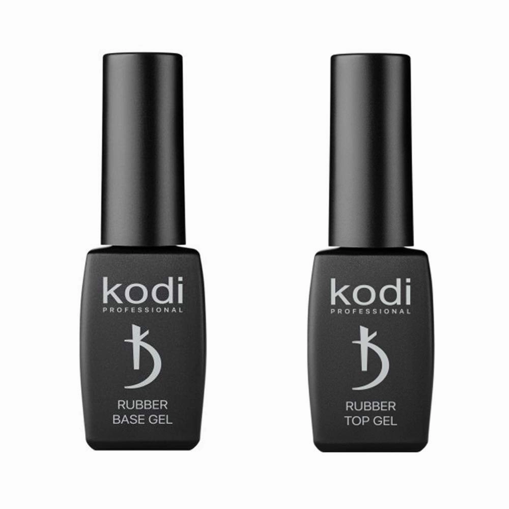 Kodi Professional BEST SET 2in1 Rubber BASE 8ml. (0.27oz)   Rubber TOP 8ml. (0.27oz) Gel LED/UV Nail Polish Coat Soak Off Original