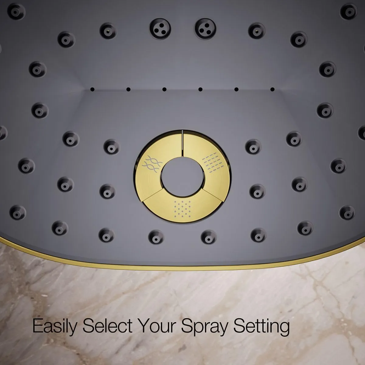 KOHLER 26290-2MB Statement Three-Function SHOWERHEAD, Maximum Spray Performance with Mode Selector Buttons, Vibrant Brushed Moderne Brass, 2.5 GPM