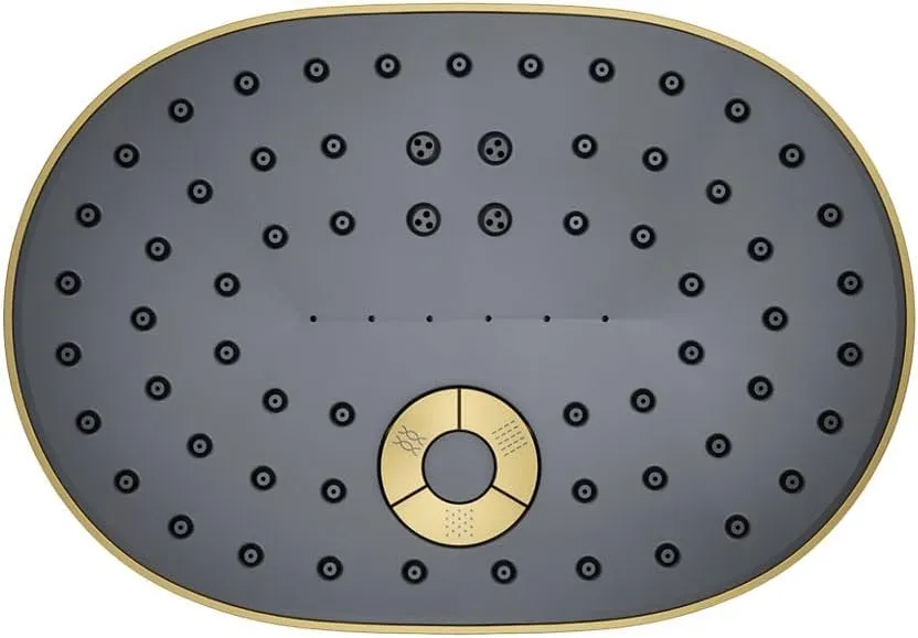 KOHLER 26290-2MB Statement Three-Function SHOWERHEAD, Maximum Spray Performance with Mode Selector Buttons, Vibrant Brushed Moderne Brass, 2.5 GPM
