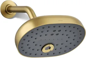 KOHLER 26290-2MB Statement Three-Function SHOWERHEAD, Maximum Spray Performance with Mode Selector Buttons, Vibrant Brushed Moderne Brass, 2.5 GPM