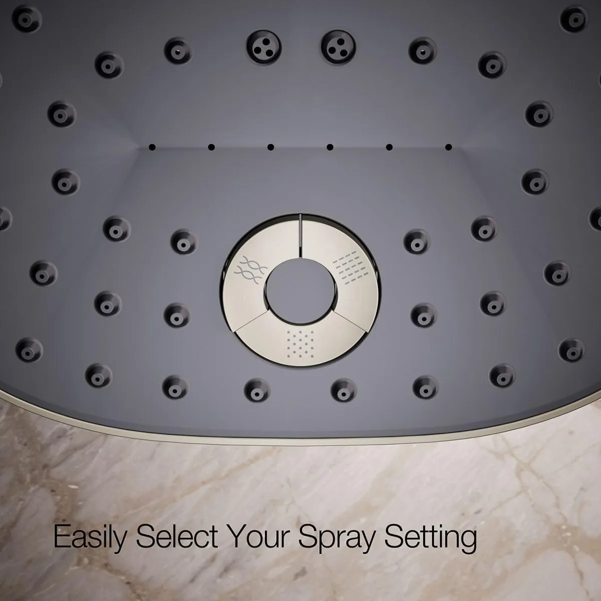 KOHLER 26290-G-BN Statement Three-Function SHOWERHEAD, Maximum Spray Performance with Mode Selector Buttons, Vibrant Brushed Nickel, 1.75 GPM