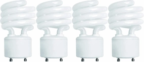 KOR (4 Pack) 13 Watt Mini Spiral - GU24 Base - (60W Equivalent) - T2 Mini-Twist - CFL Light Bulb (Cool White (4100K), CFL)