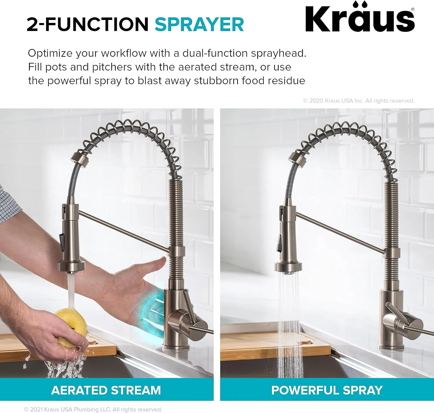 Kraus Bolden Touchless Sensor Commercial Style 2-Function Single Handle Pull Down Kitchen Faucets in Matte Black, KSF-1610MB
