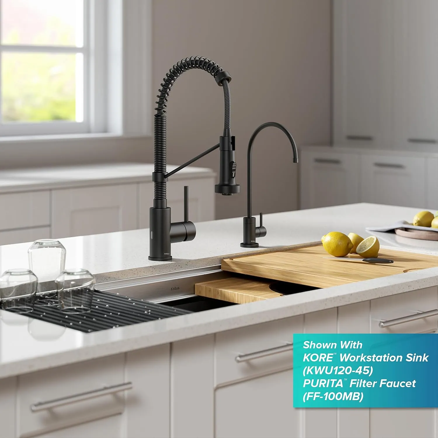 Kraus Bolden Touchless Sensor Commercial Style 2-Function Single Handle Pull Down Kitchen Faucets in Matte Black, KSF-1610MB