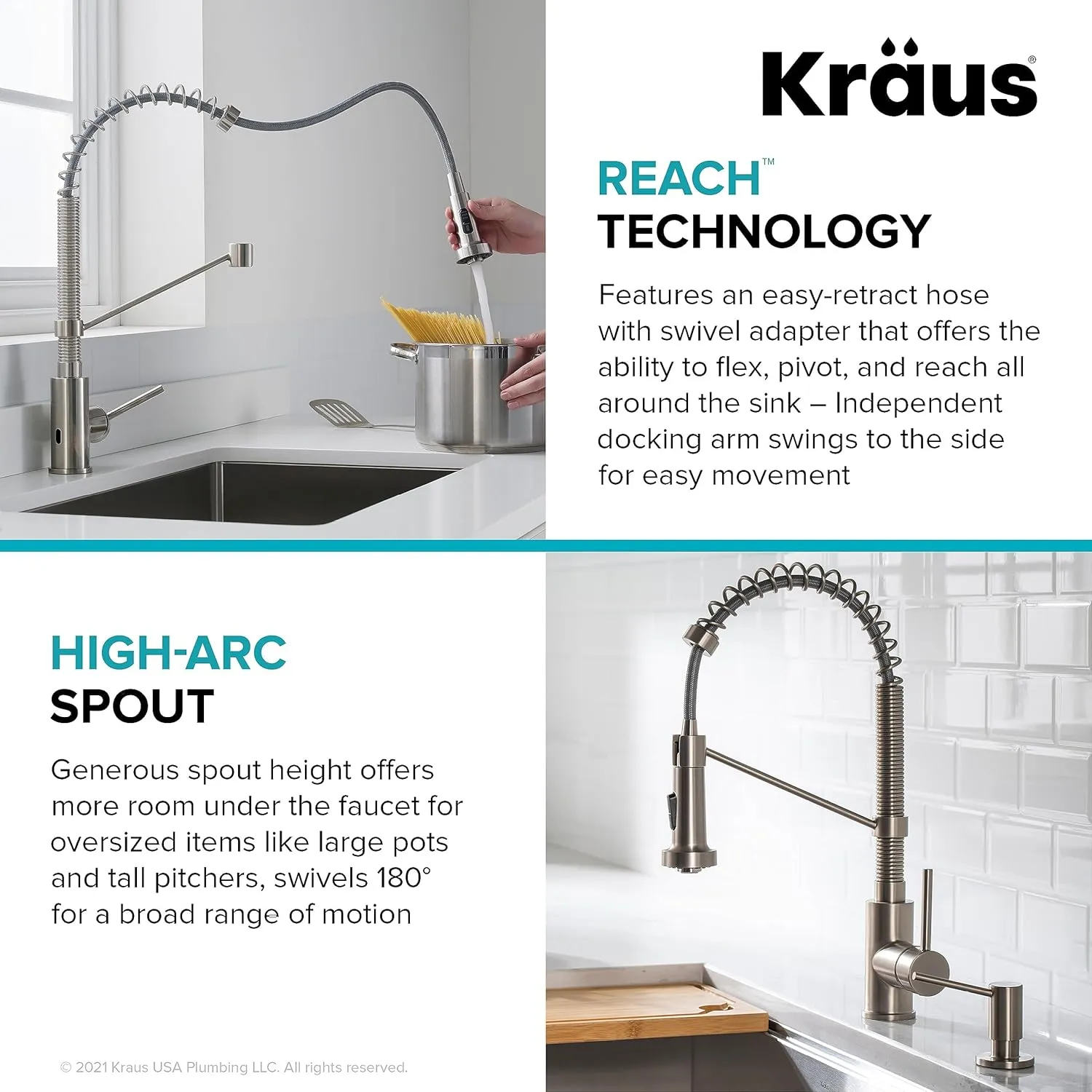 Kraus Bolden Touchless Sensor Commercial Style 2-Function Single Handle Pull Down Kitchen Faucets in Matte Black, KSF-1610MB
