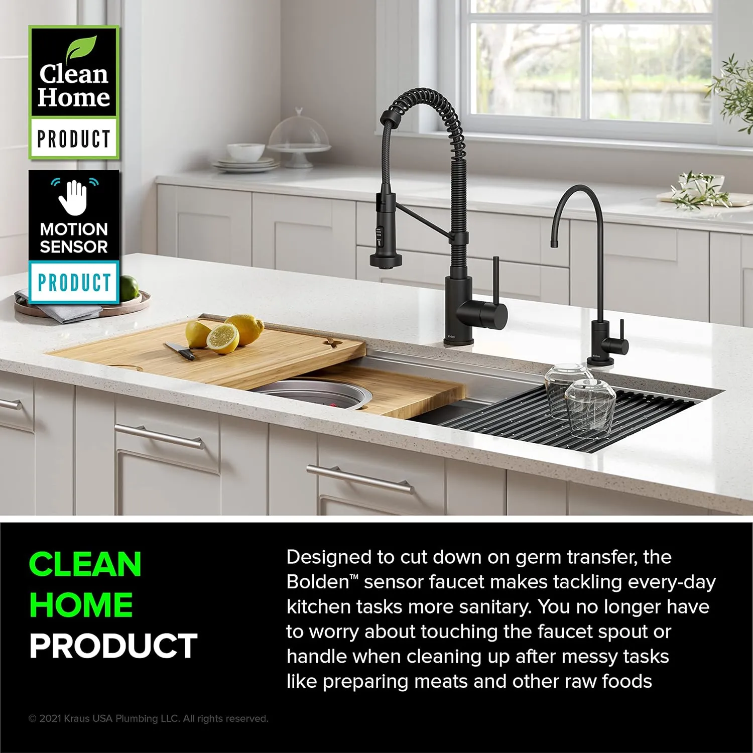 Kraus Bolden Touchless Sensor Commercial Style 2-Function Single Handle Pull Down Kitchen Faucets in Matte Black, KSF-1610MB