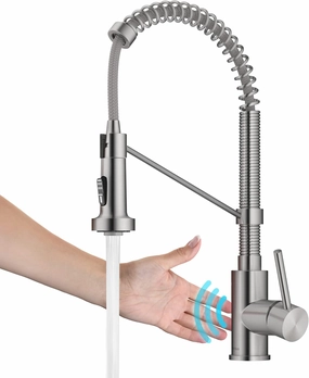 Kraus Bolden Touchless Sensor Commercial Style 2-Function Single Handle Pull Down Kitchen Faucets in Spot-Free Stainless Steel, KSF-1610SFS