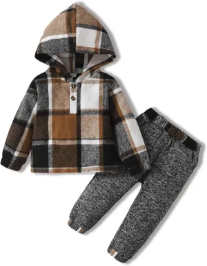 Kucnuzki Baby Toddler Boy Clothes Fall Winter Outfits Long Sleeve Shirt Sweatshirt   Long Pants Kids Little Boy Clothing