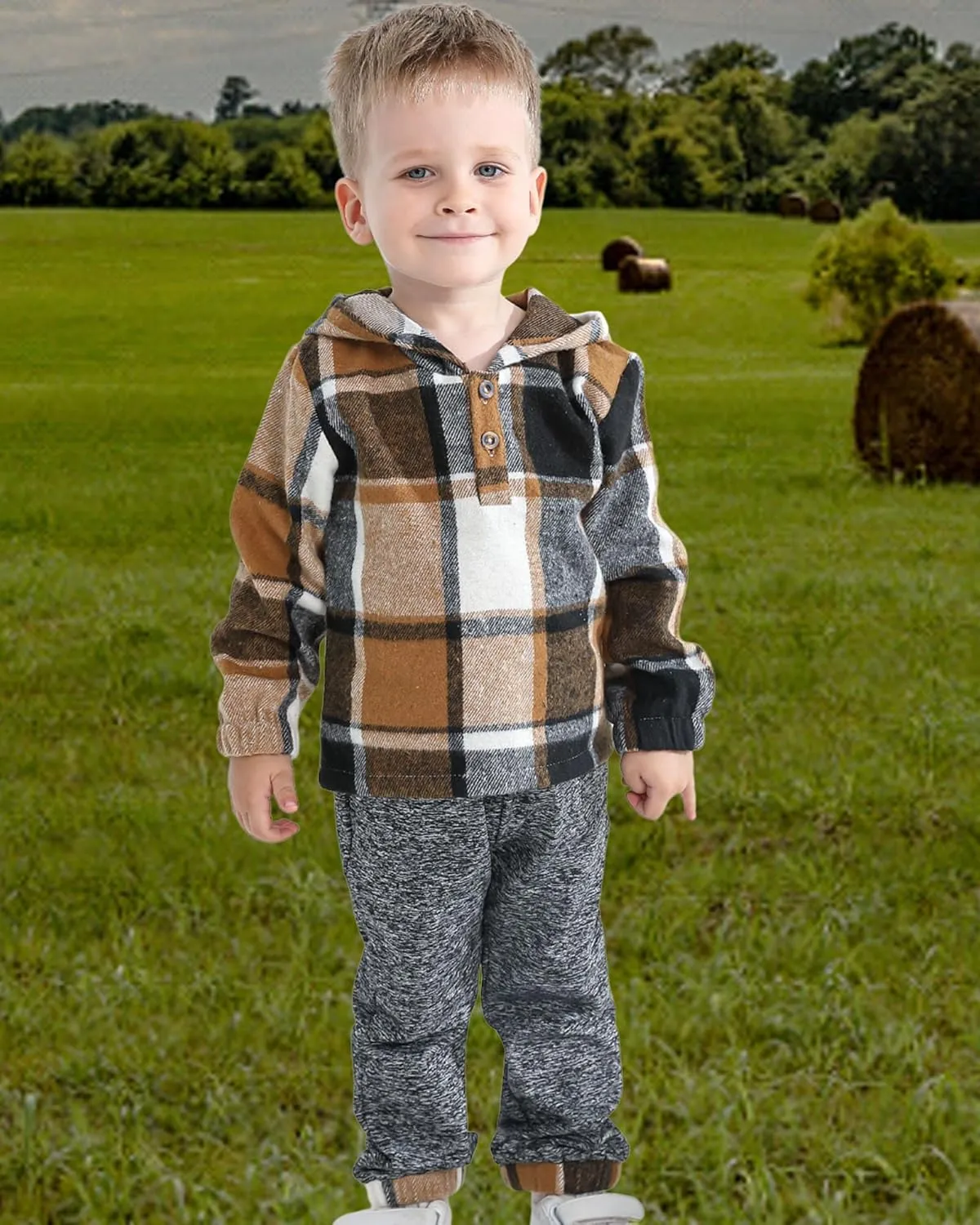 Kucnuzki Baby Toddler Boy Clothes Fall Winter Outfits Long Sleeve Shirt Sweatshirt   Long Pants Kids Little Boy Clothing