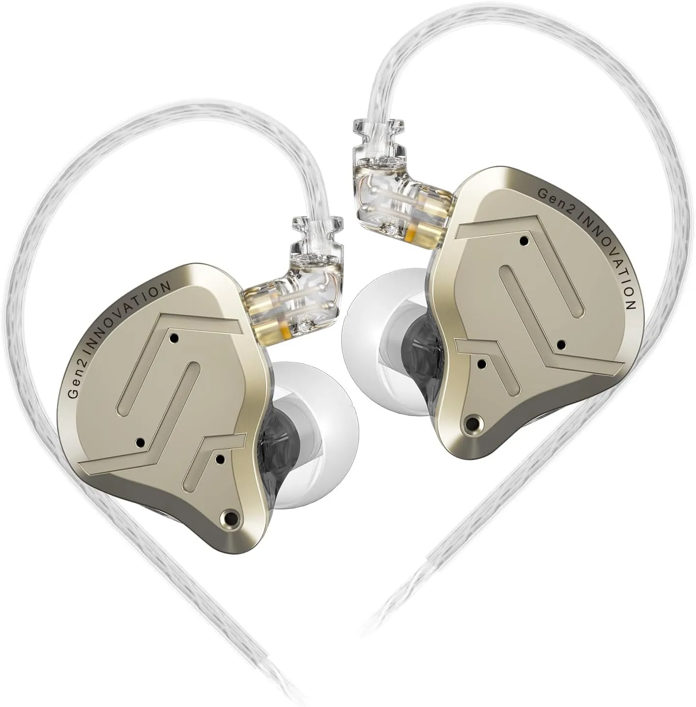 KZ ZSN Pro 2 in-Ear Monitors Headphones Metal Earphones 1BA 1DD Hybrid Technology HiFi Bass Clear Sound IEMs Noise Cancellation Earbuds Wired for Musicians Singer Audiophile(Yellow,No Mic)