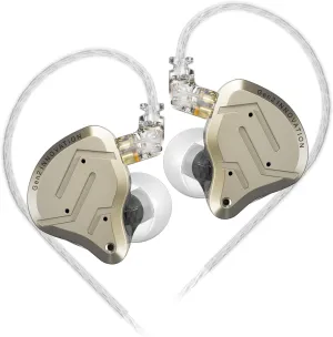 KZ ZSN Pro 2 in-Ear Monitors Headphones Metal Earphones 1BA 1DD Hybrid Technology HiFi Bass Clear Sound IEMs Noise Cancellation Earbuds Wired for Musicians Singer Audiophile(Yellow,No Mic)