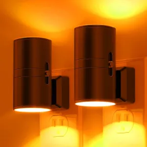 L LOHAS LED Night Light, Amber Nightlight, Dimmable Night Light, Light Sensor, Yellow Nightlight, 0-100LM, Sleep Light for Kids, Soft & Warm Light for Bedroom, Bathroom, 2 Pack