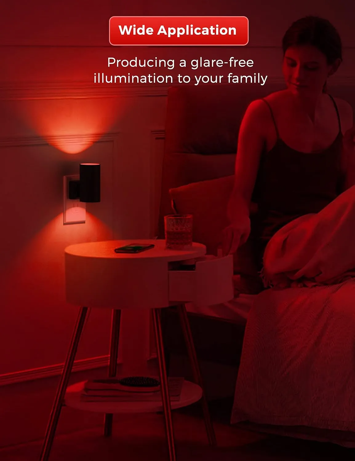 L LOHAS LED Red Night Light, Night Lights Plug into Wall, LED Night Lights with Light Sensor, Sleep Aid Red, Dimmable Night Light for Christmas, Holiday Decor, Hallway, Bedroom, 2 Pack