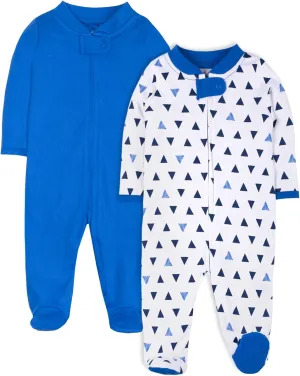 Lamaze Organic Baby baby-boys Pure Organic Cotton Sleep N Play, Zipper Closure Footed Sleepwear, 2 Pk