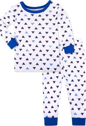 Lamaze Organic Baby Baby Boys' Toddler Tight Fit Sleepwear, Blue and White Triangles, 24M
