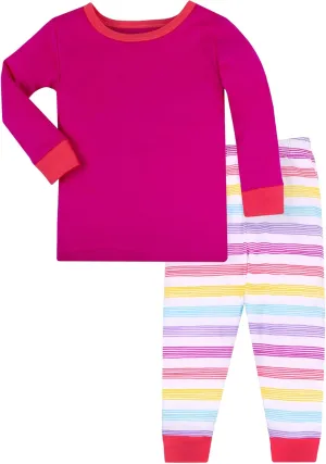 Lamaze Organic Baby Baby Girls Long Sleeve Tight Fit Sleepwear, Bright Stripe, 24M