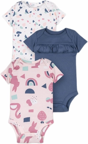 Lamaze Organic Baby baby-girls Short Sleeve Pastel Cuties Bodysuits, Sleep Wear